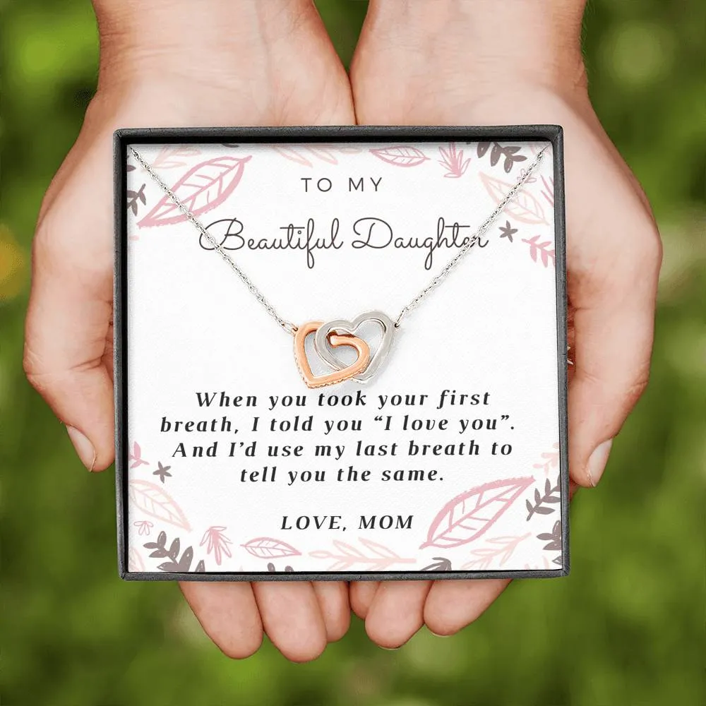 Daughter Heart Necklace-I love you, From Mom