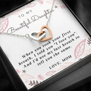Daughter Heart Necklace-I love you, From Mom