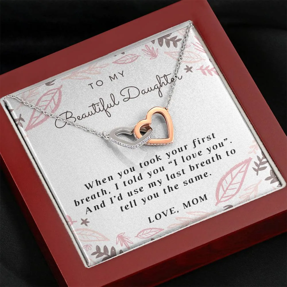 Daughter Heart Necklace-I love you, From Mom