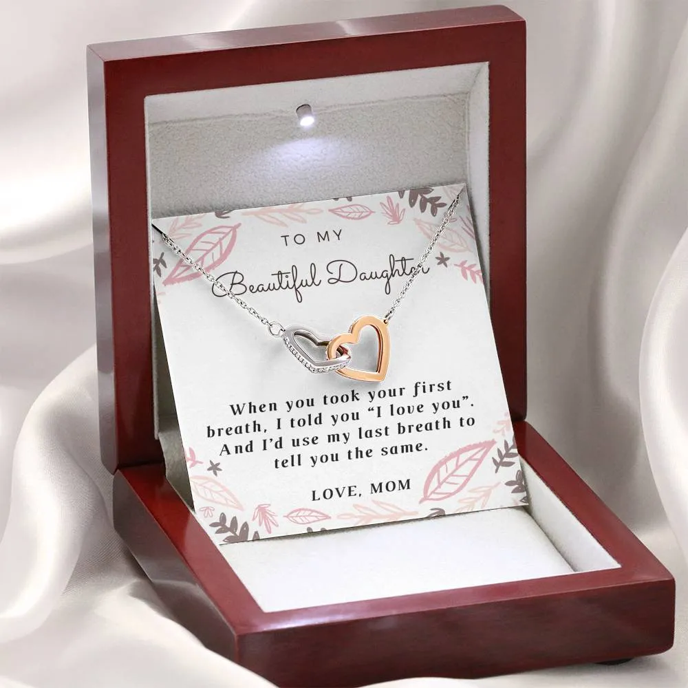 Daughter Heart Necklace-I love you, From Mom