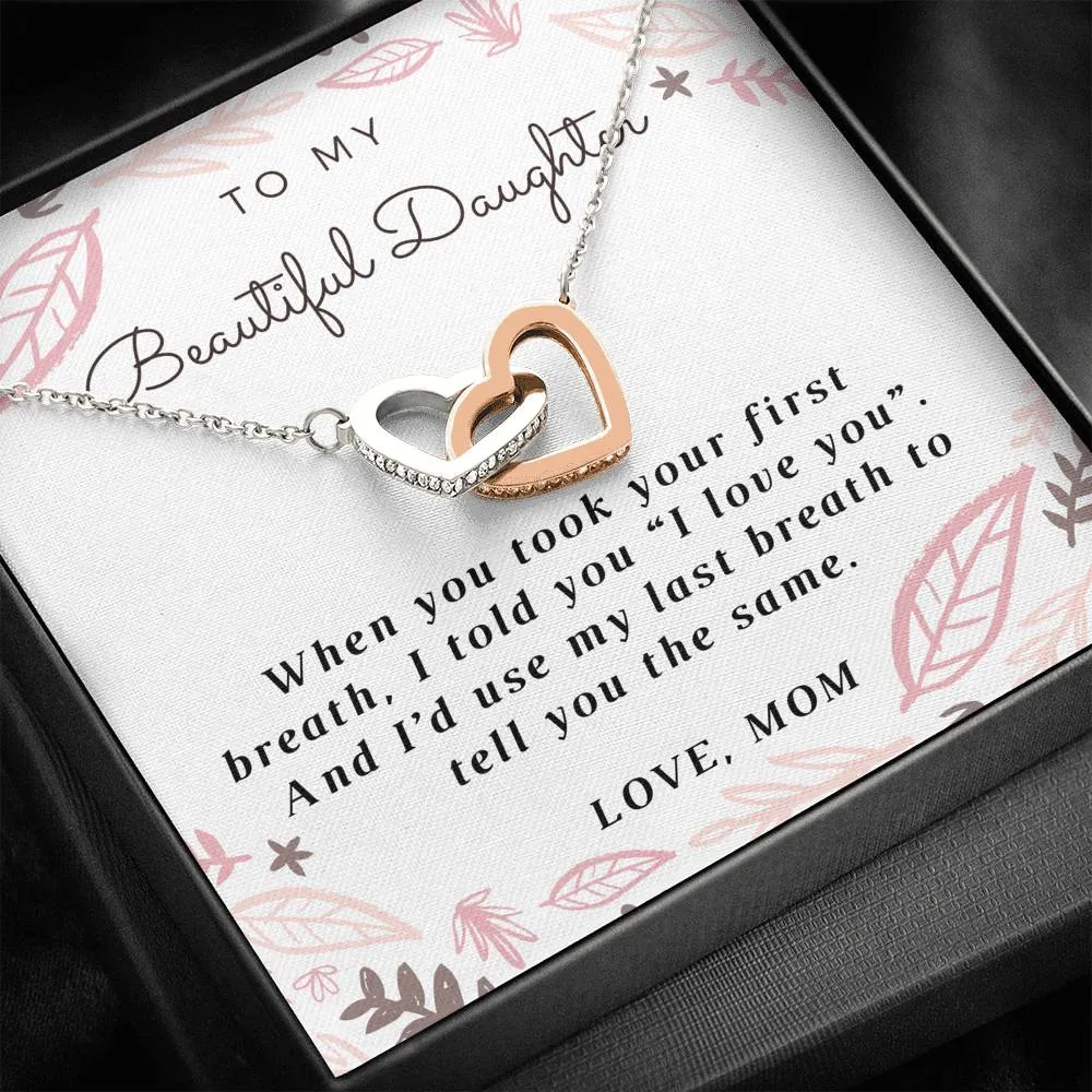 Daughter Heart Necklace-I love you, From Mom