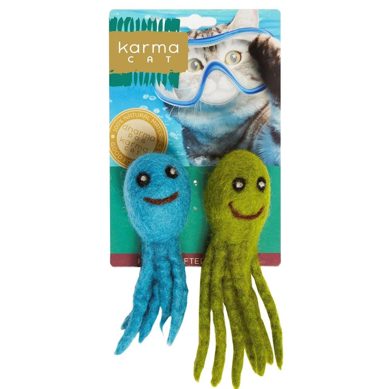 Dharma Dog Karma Cat Multi Colored Octopus Cat Toy, 2-pack