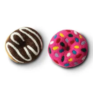 Dharma Dog Karma Cat Wool Donuts Cat Toy, 2-pack