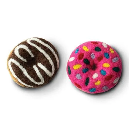 Dharma Dog Karma Cat Wool Donuts Cat Toy, 2-pack