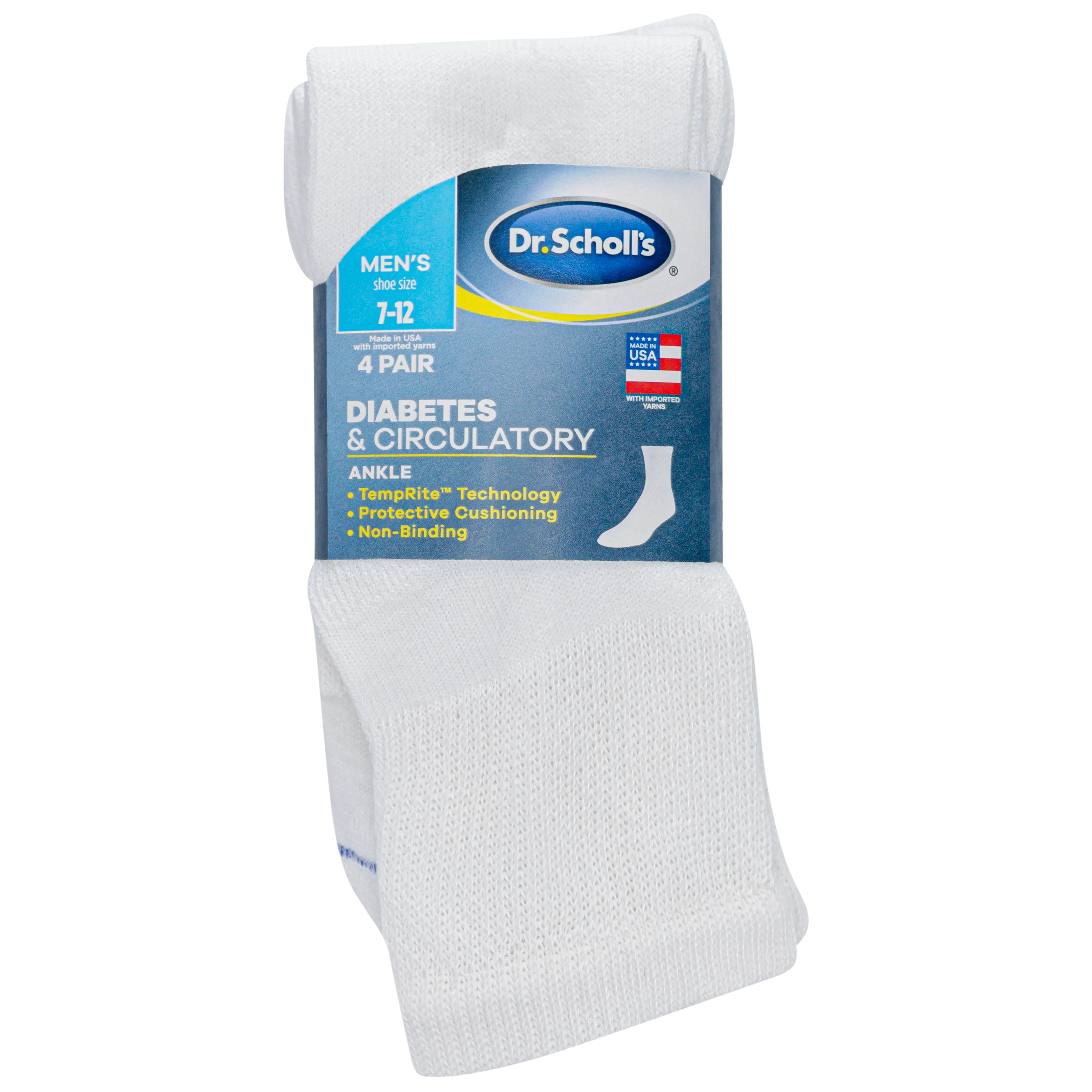 Dr. Scholl's Men's Diabetes & Circulatory Quarter Socks 4 Pair