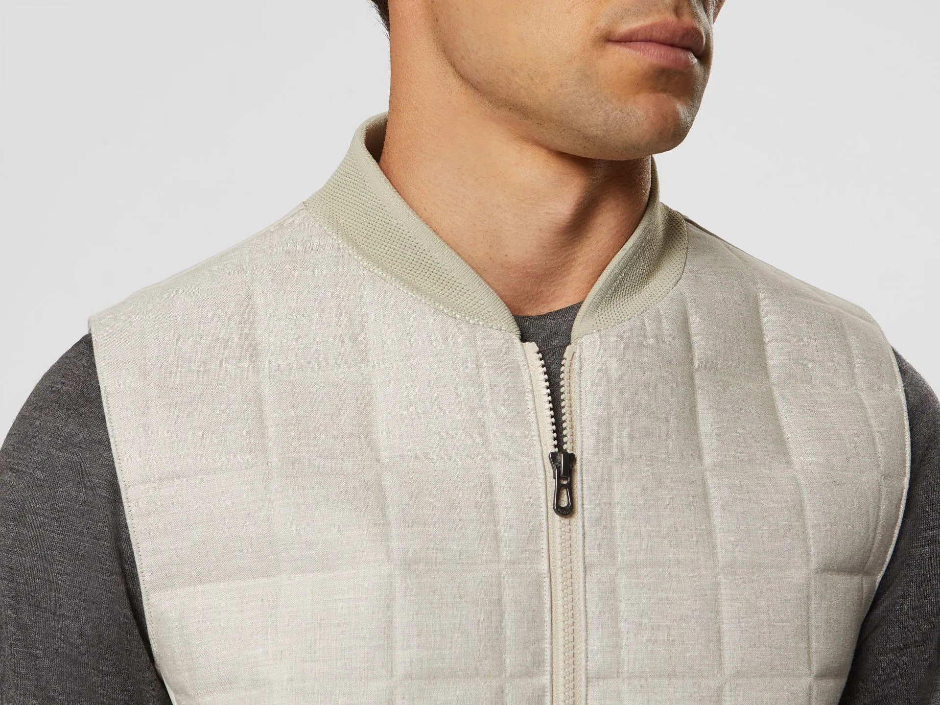 Endurance Vest Linen Quilted Vest - Ecru