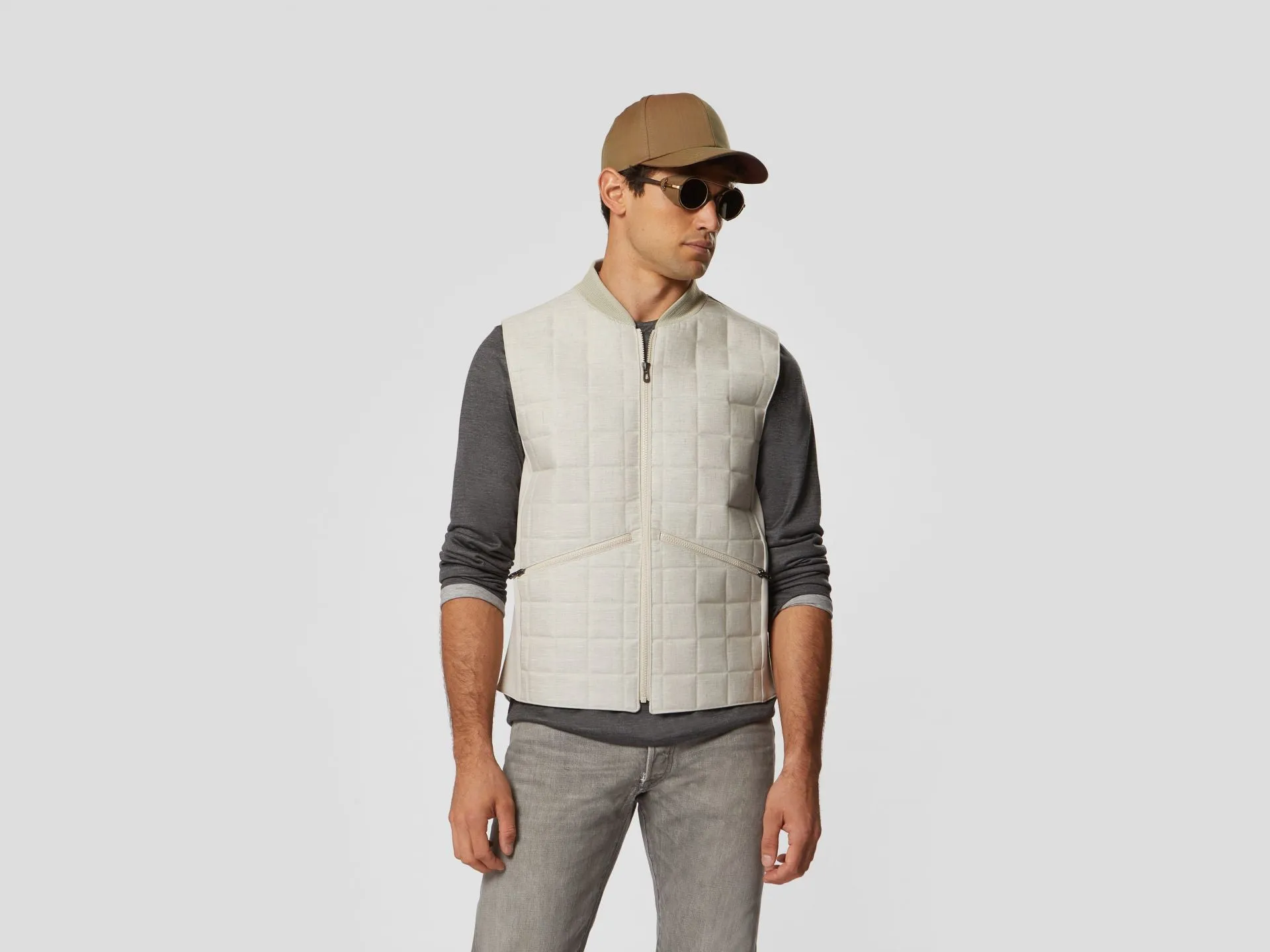 Endurance Vest Linen Quilted Vest - Ecru