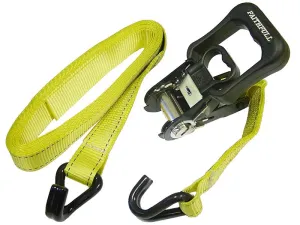 Faithfull Ratchet Tie-Downs J Hook 5M X 32Mm Breaking Strain 1320Kg/Dan 2 Piece