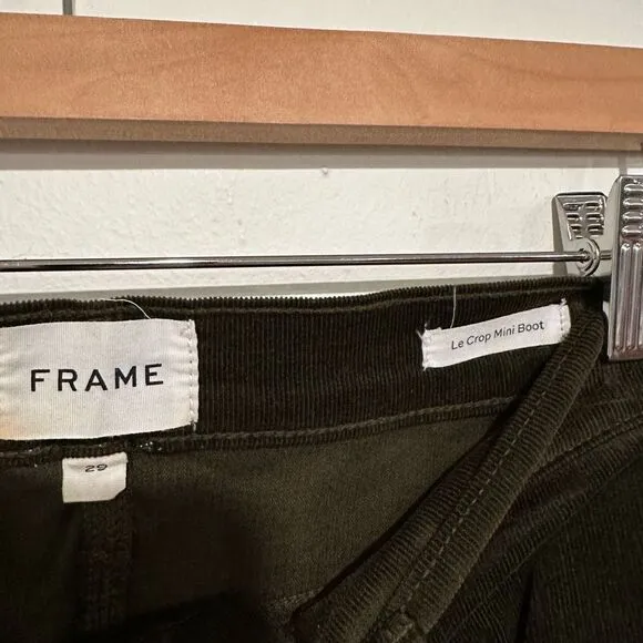 FRAME LE CROP MINI BOOT CORDUROY Size 29 Dark Olive