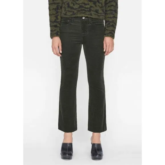 FRAME LE CROP MINI BOOT CORDUROY Size 29 Dark Olive
