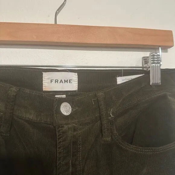 FRAME LE CROP MINI BOOT CORDUROY Size 29 Dark Olive