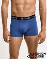 Gant Mens Trunk 3 pack Vintage Blue, Black and Light Grey