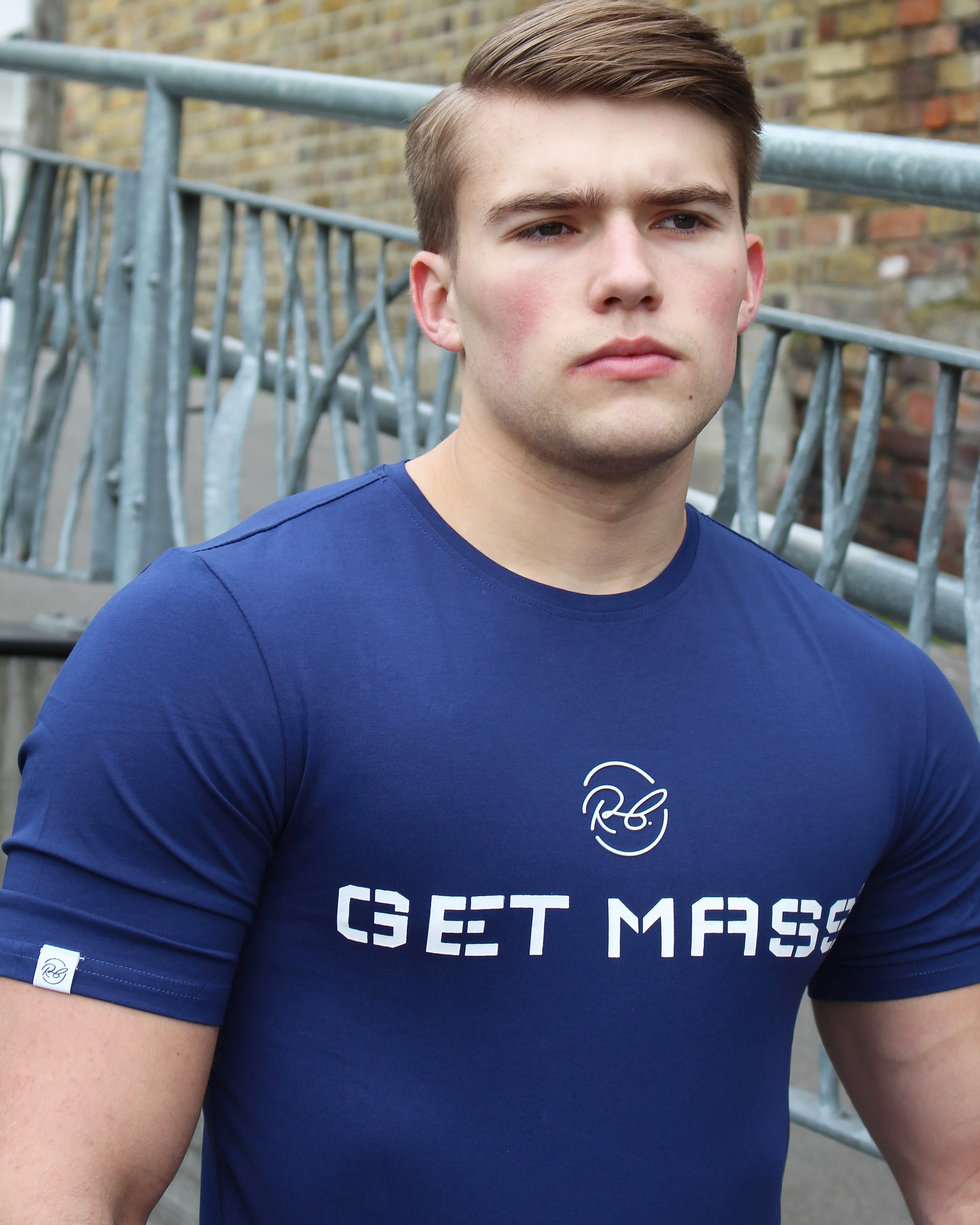 GET MASS - Premium Muscle-Fit T-Shirt. (BLUE)