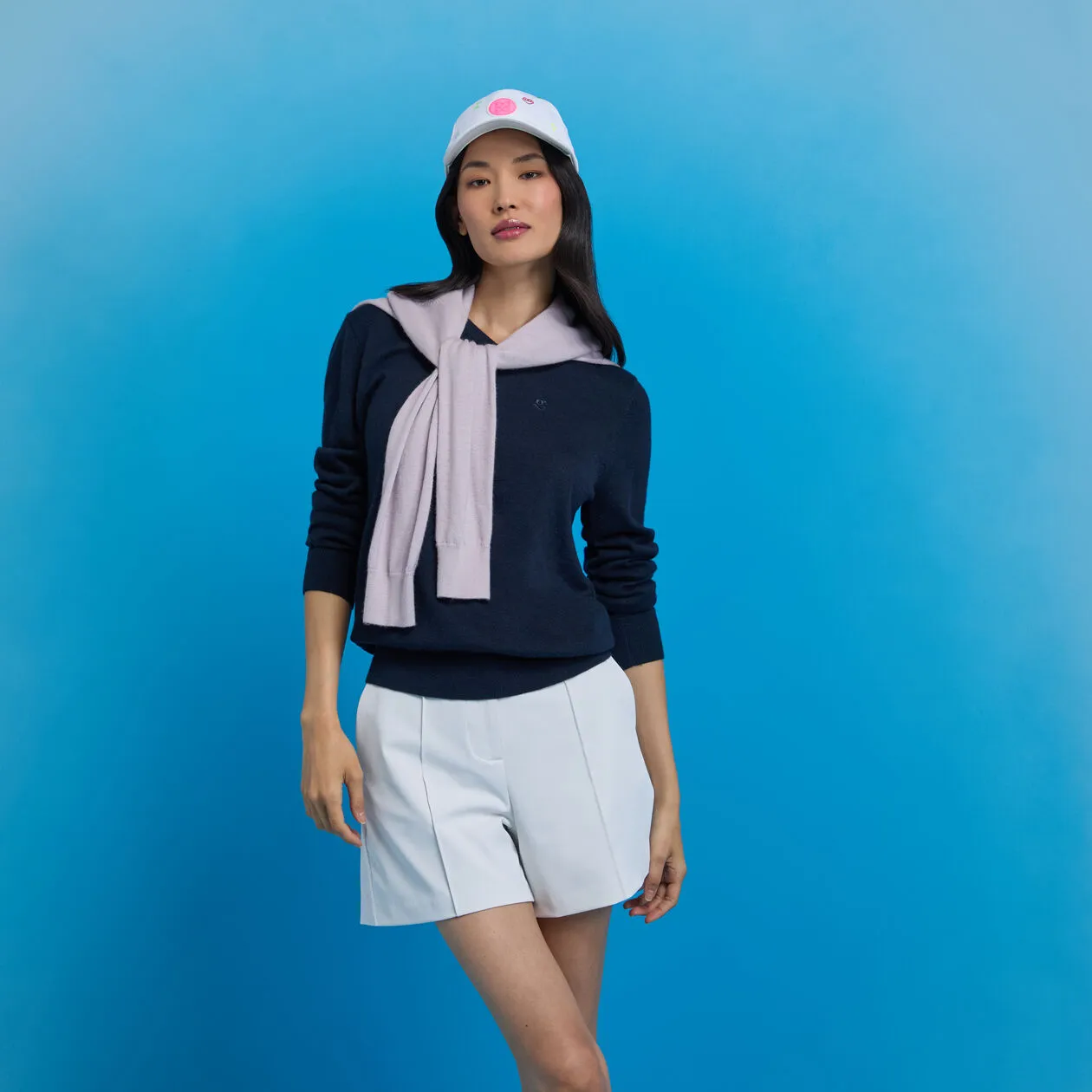 G/Fore Shadow Stretch High Waisted Womens Golf Shorts - Chalk White