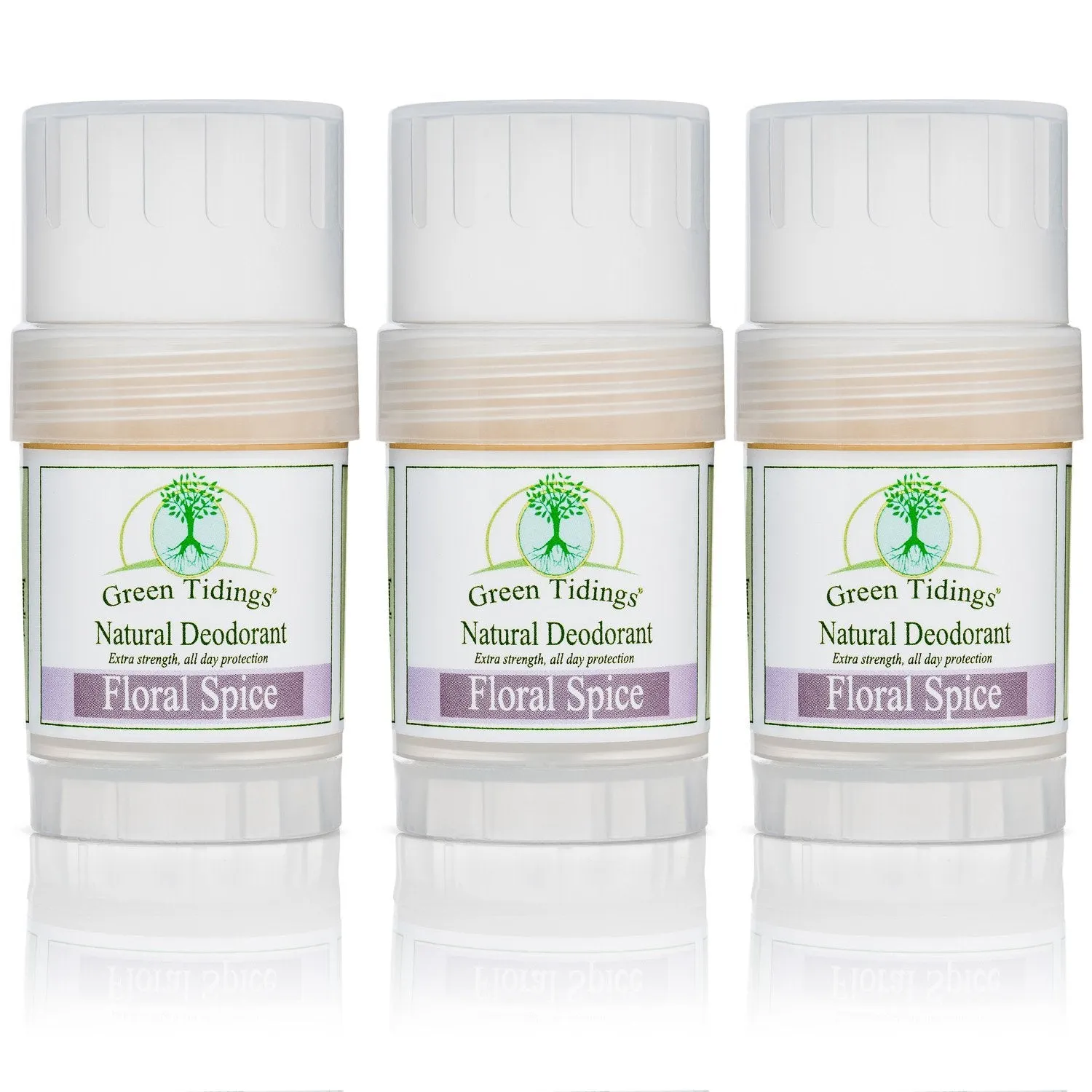 Green Tidings All Natural Deodorant- Floral Spice, 1 Ounce 3 PACK 15% OFF