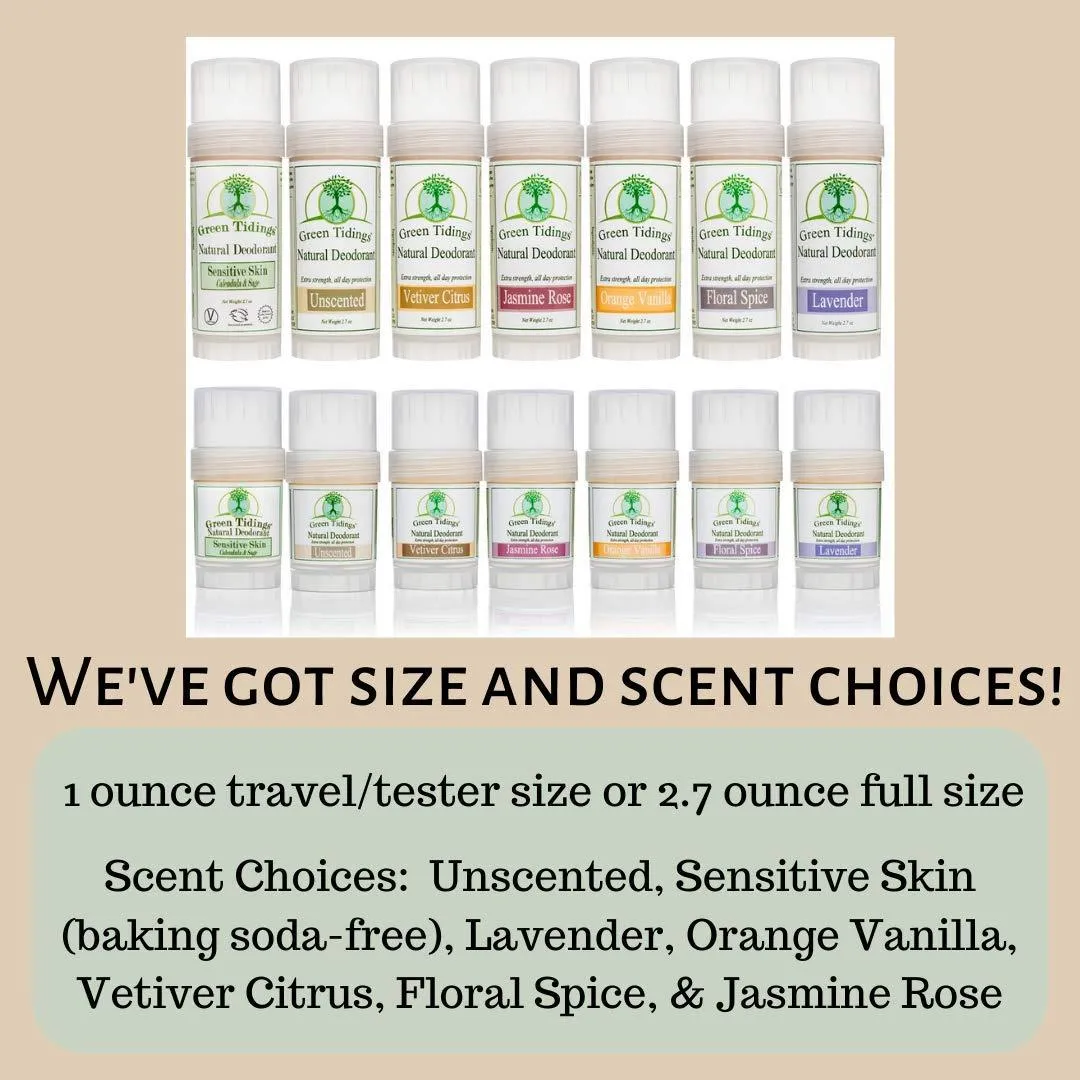 Green Tidings All Natural Deodorant- Jasmine Rose, 1 Ounce