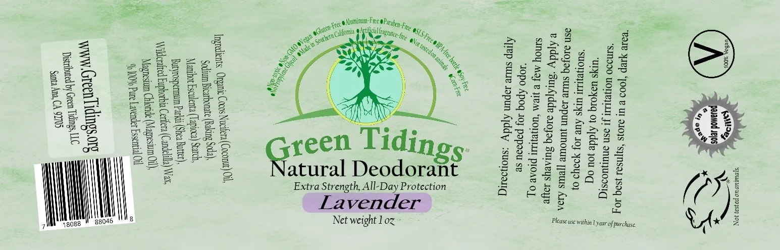 Green Tidings All Natural Deodorant- Lavender, 1 Ounce 3 PACK