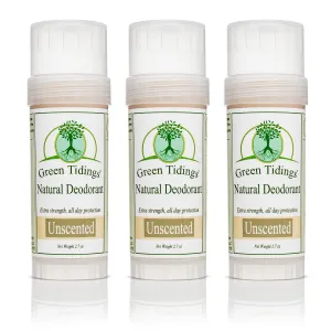 Green Tidings All Natural Deodorant- Unscented, 2.7 Ounces 3 PACK