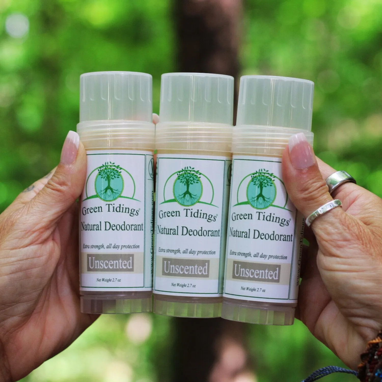 Green Tidings All Natural Deodorant- Unscented, 2.7 Ounces 3 PACK