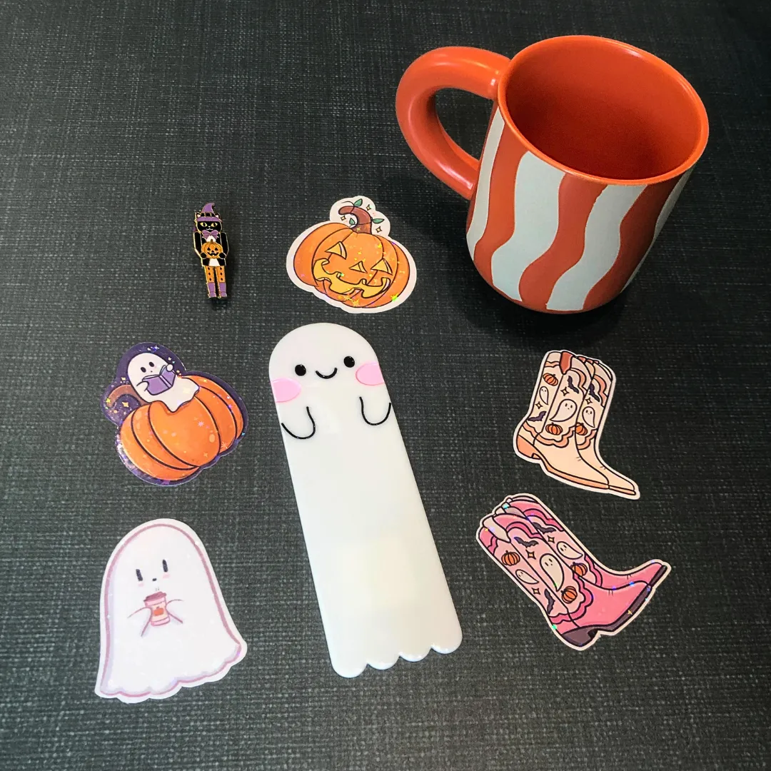 Happy Pumpkin Glitter Vinyl Sticker