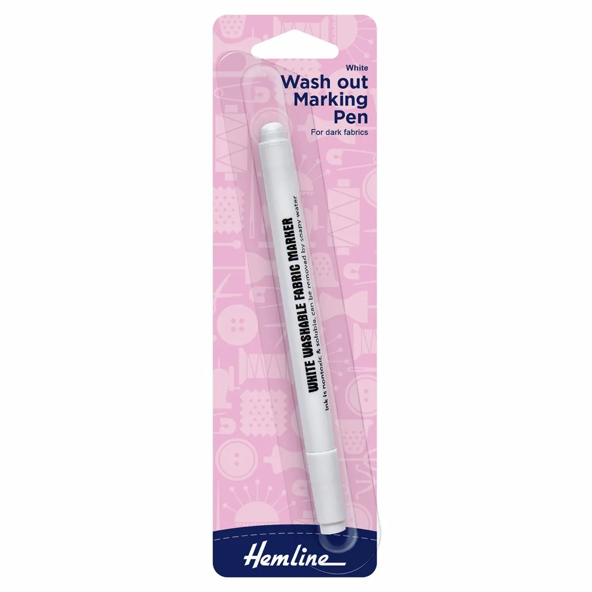 Hemline Fabric Marker Pen: Water Soluble: White