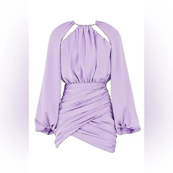 House of CB KATE ORCHID SATIN WRAP FRONT MINI DRESS