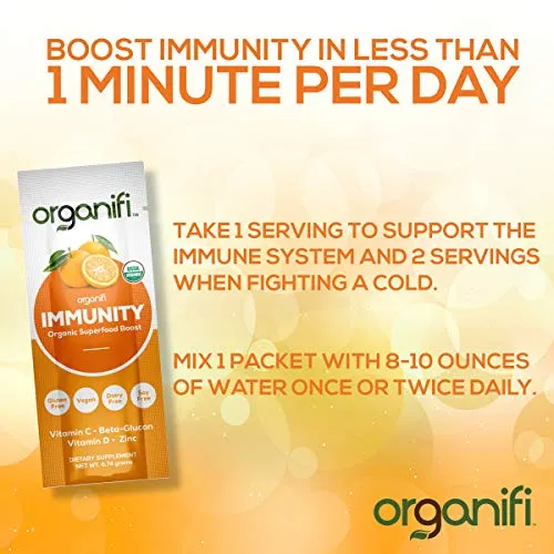 Inmunidad – Inmunidad orgánica superalimentaria – 14 paquetes de una sola porción – Alivio del frío y la gripe – Células nutritivas y alimentarias – Apoyo natural del sistema inmunológico – Vitamina C, D y zinc