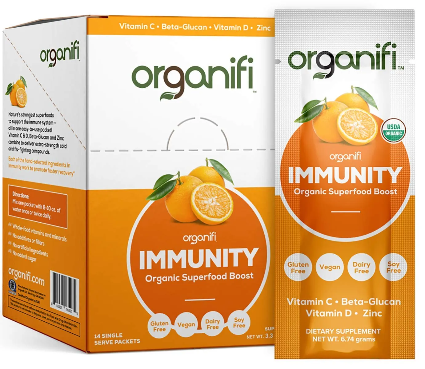 Inmunidad – Inmunidad orgánica superalimentaria – 14 paquetes de una sola porción – Alivio del frío y la gripe – Células nutritivas y alimentarias – Apoyo natural del sistema inmunológico – Vitamina C, D y zinc