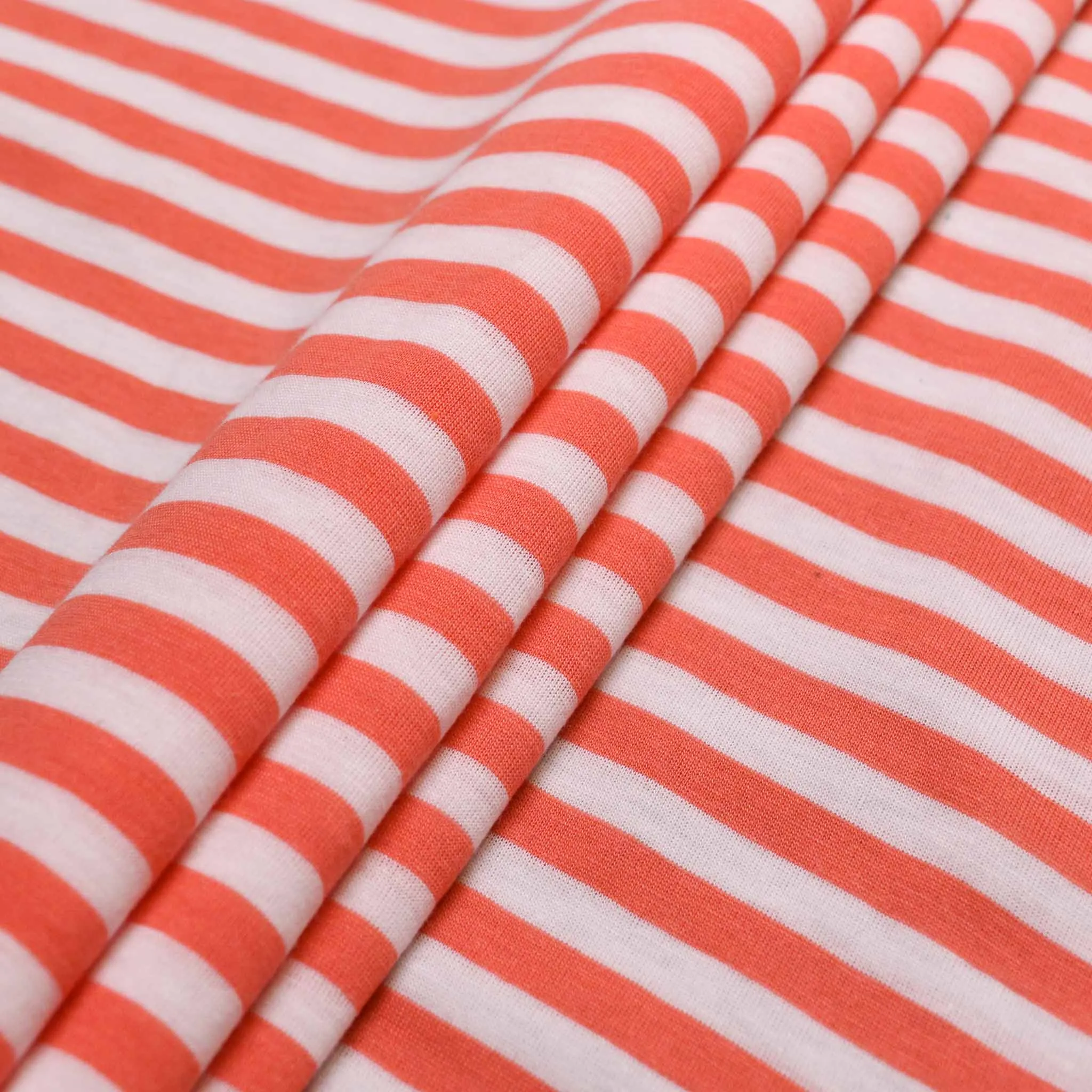 Jersey Fabric - Coral, off-white