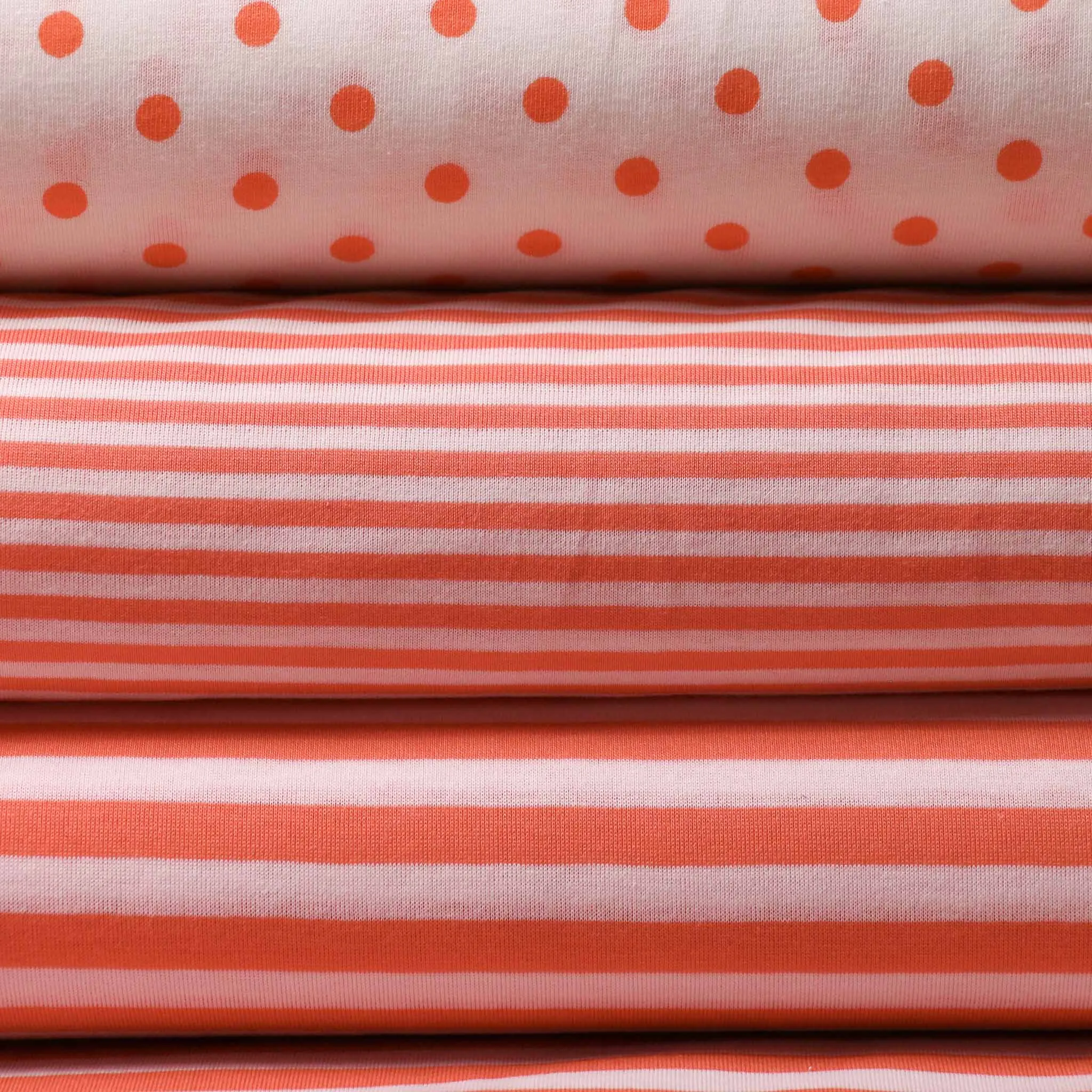 Jersey Fabric - Coral, off-white