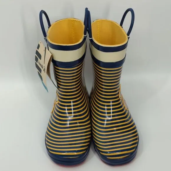 Kamik Ahoy Fish Sailboat Waterproof Yellow Blue Rainboots Little Kid's 13 NWT