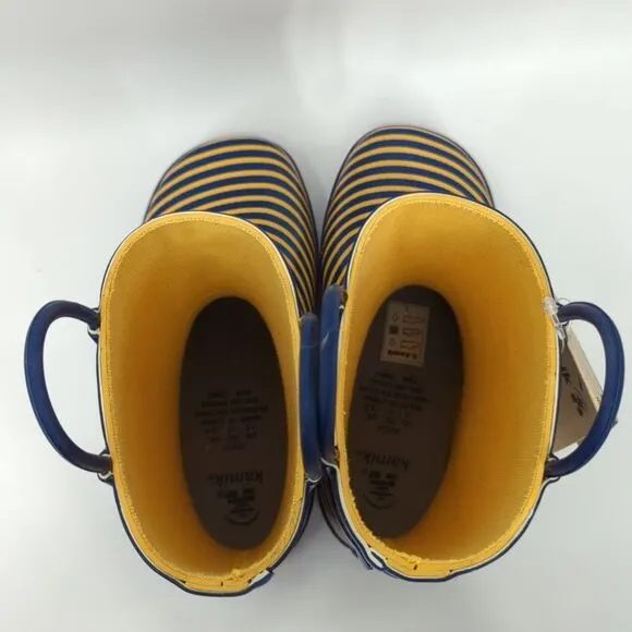 Kamik Ahoy Fish Sailboat Waterproof Yellow Blue Rainboots Little Kid's 13 NWT