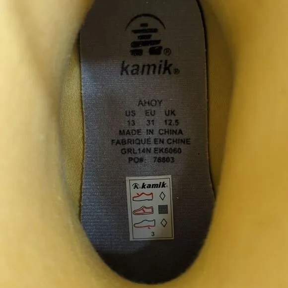 Kamik Ahoy Fish Sailboat Waterproof Yellow Blue Rainboots Little Kid's 13 NWT