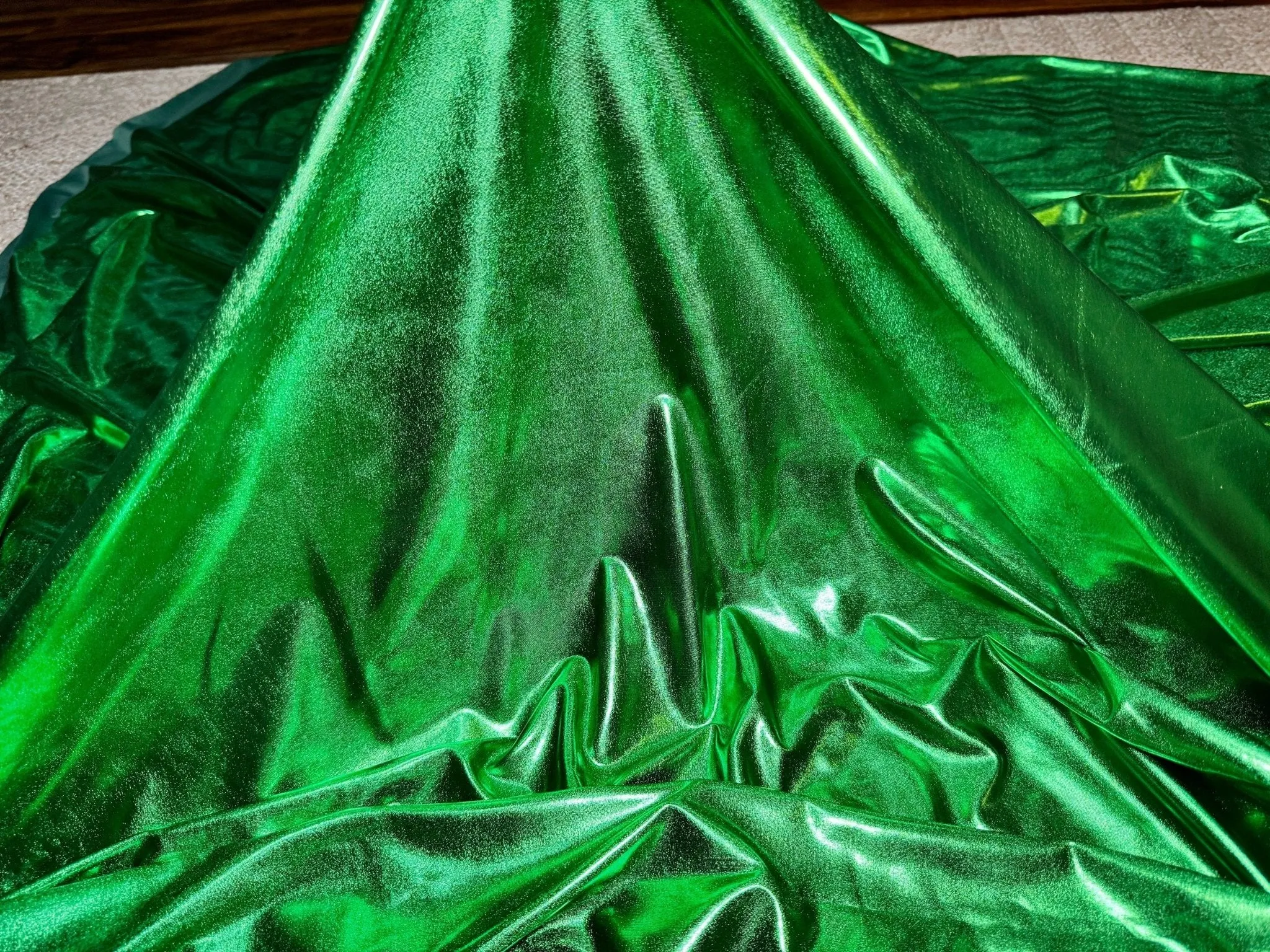 Kelly Green Metallic Lame Spandex Fabric