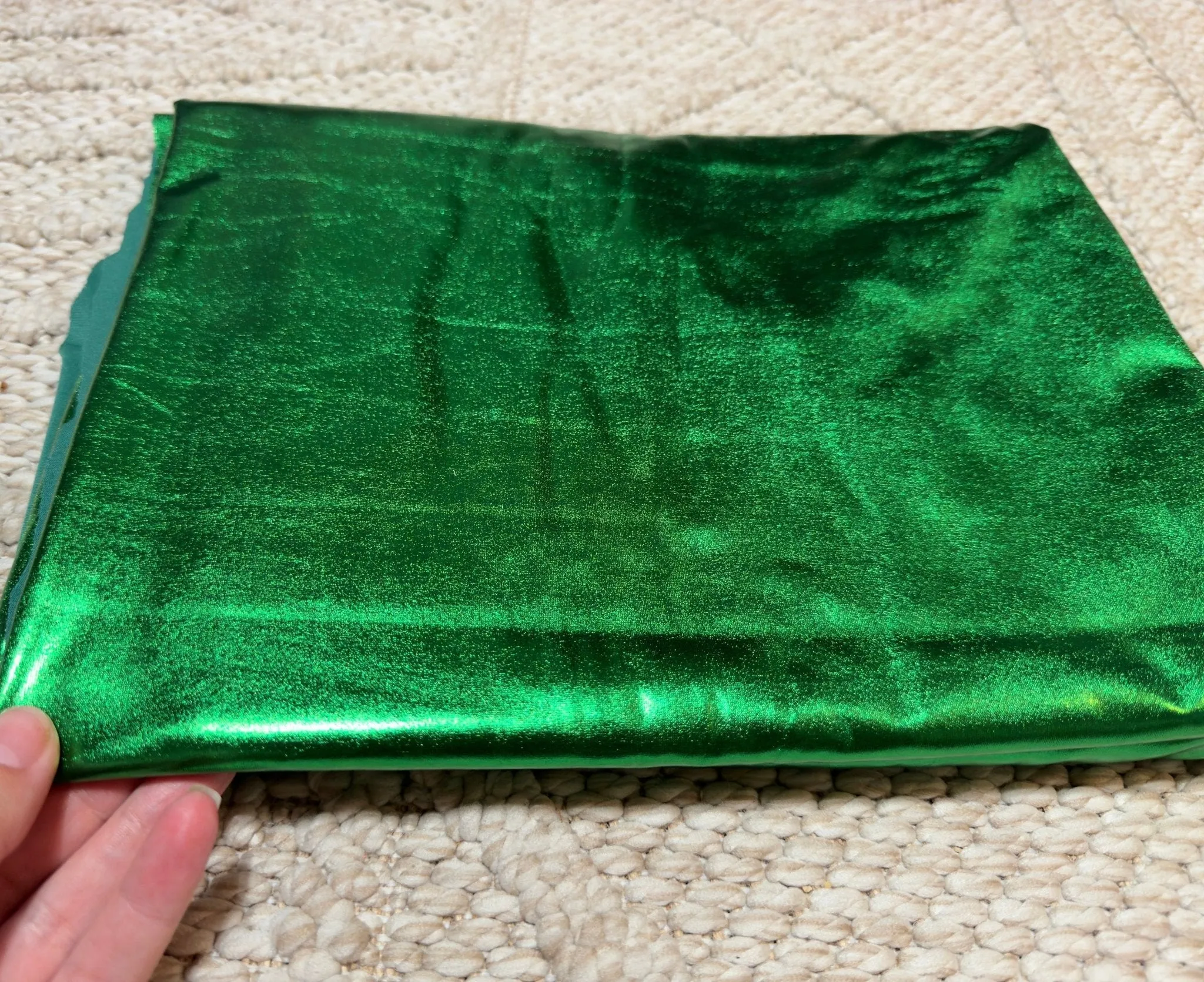 Kelly Green Metallic Lame Spandex Fabric