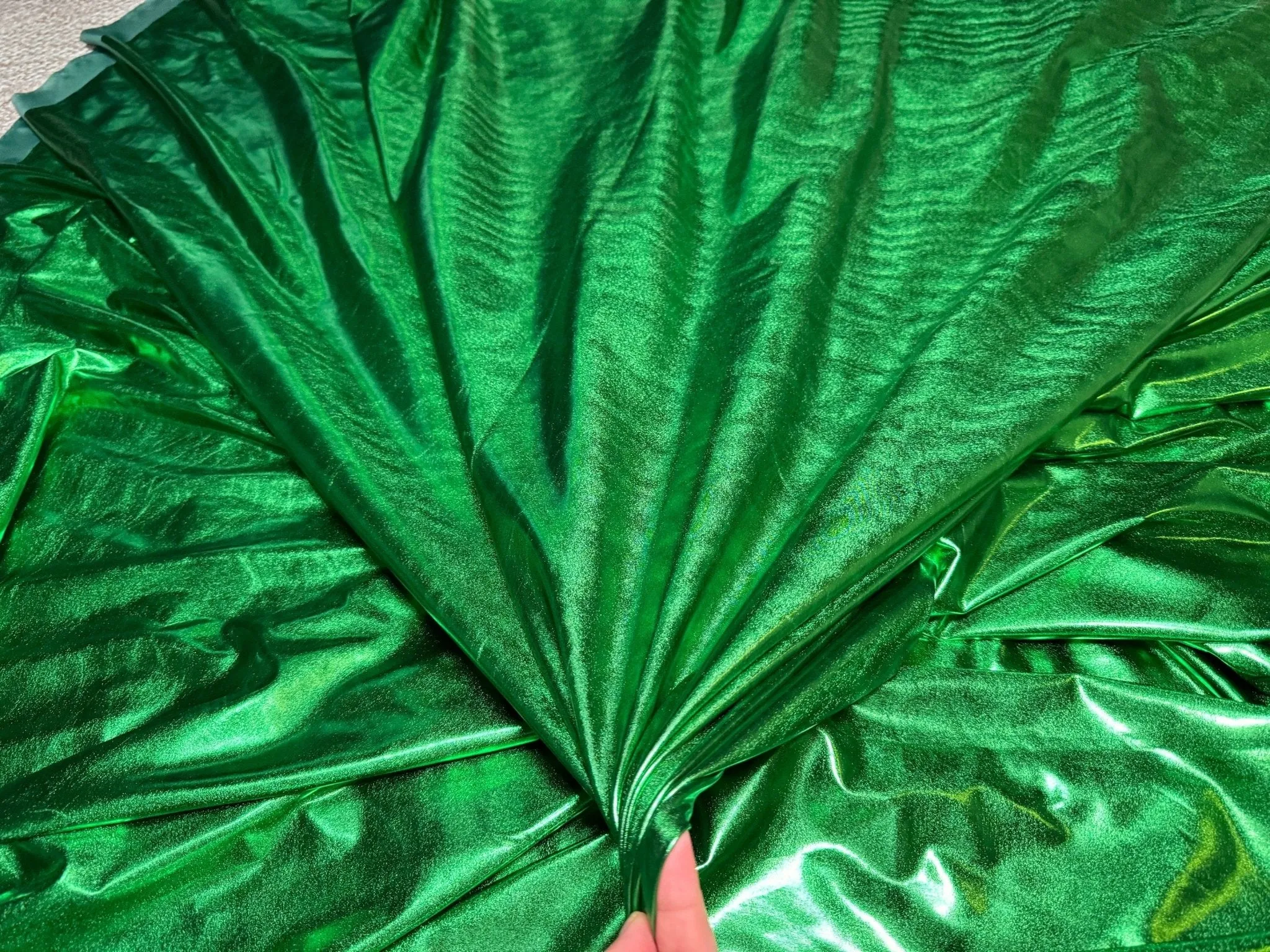 Kelly Green Metallic Lame Spandex Fabric