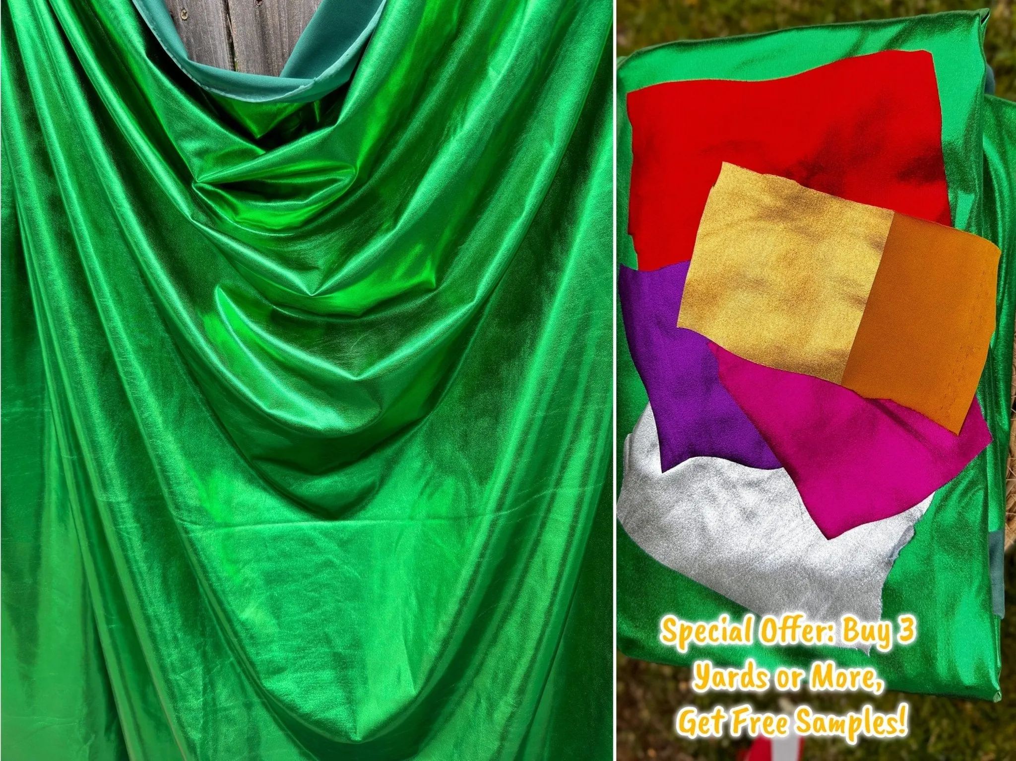Kelly Green Metallic Lame Spandex Fabric
