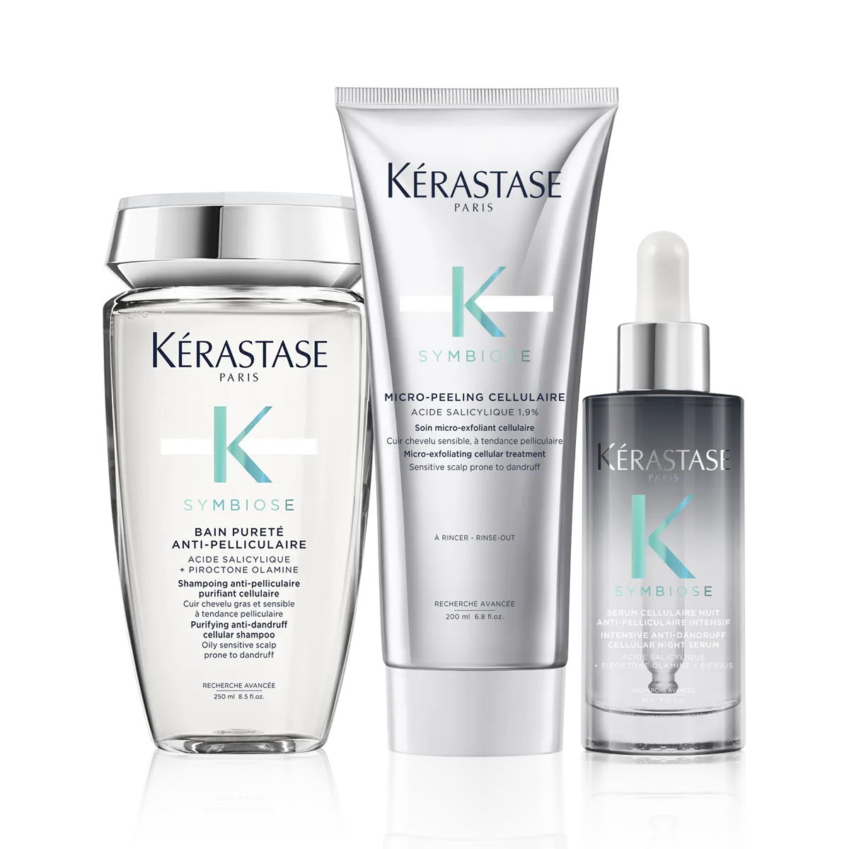 Kérastase Symbiose Purifying Anti Dandruff Shampoo, Exfoliating Treatment & Night Serum