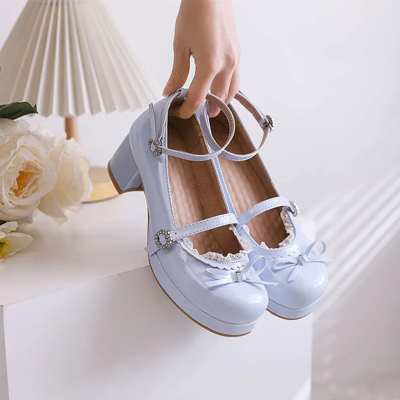 Lace Lolita Jk Bow Chunky Shoes