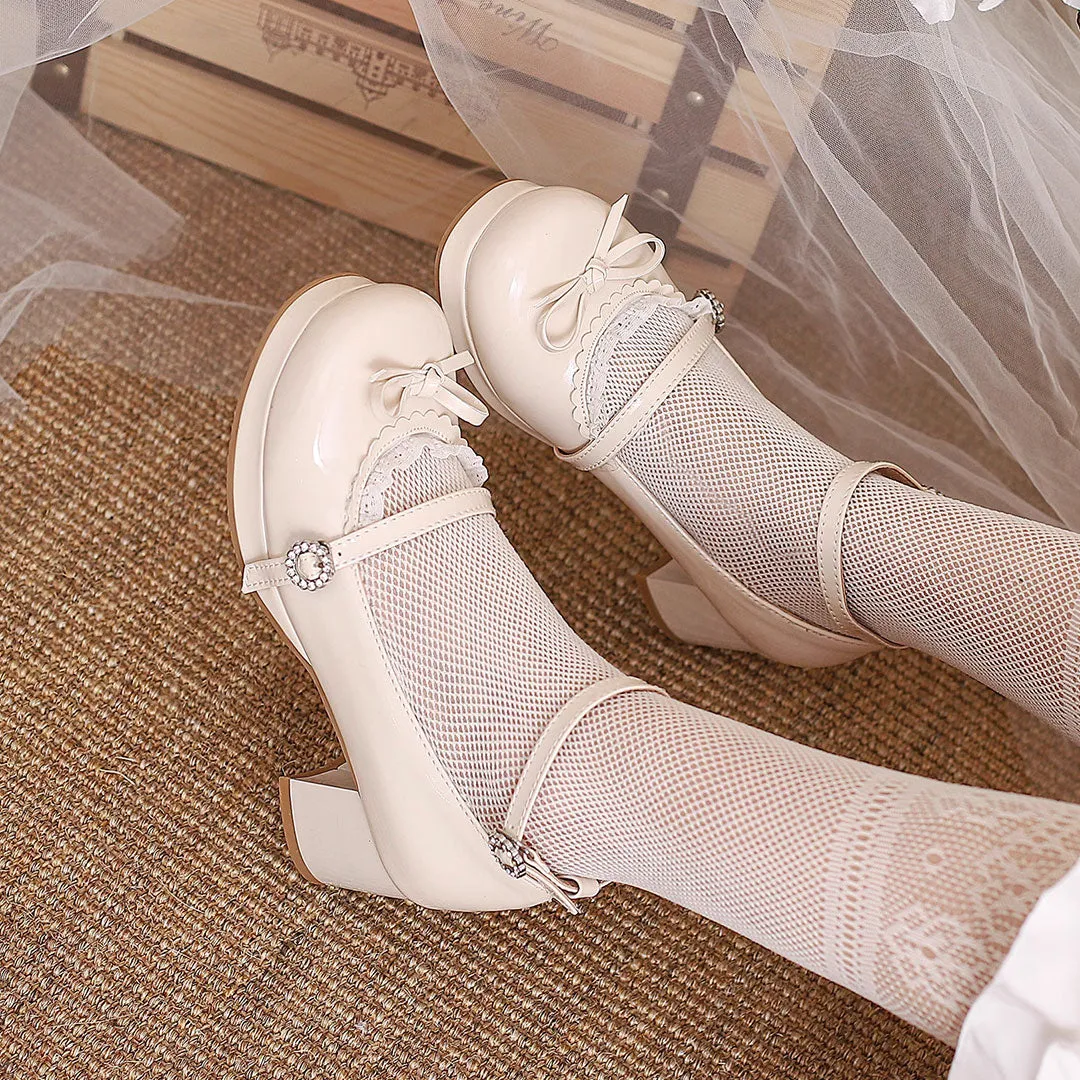 Lace Lolita Jk Bow Chunky Shoes