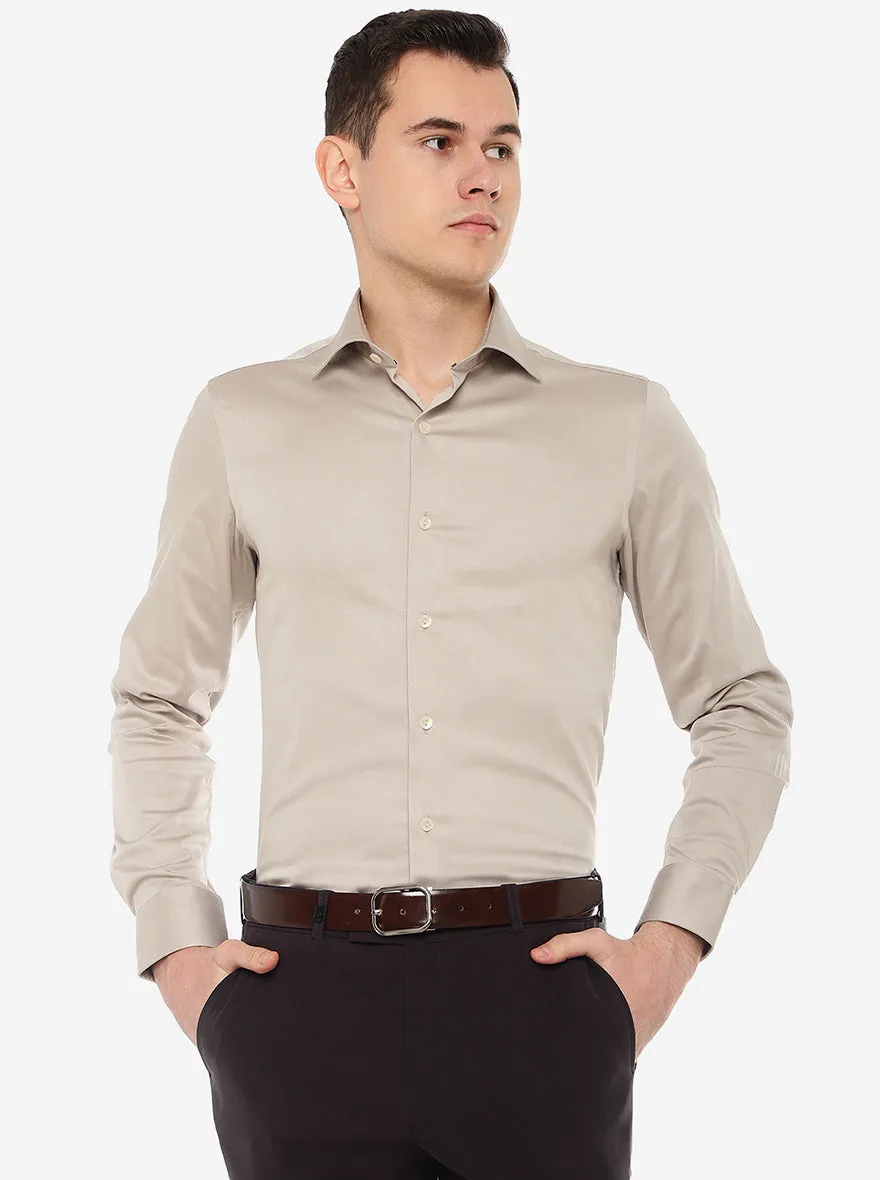 Light Grey Solid Slim Fit Party Wear Shirt | Wyre