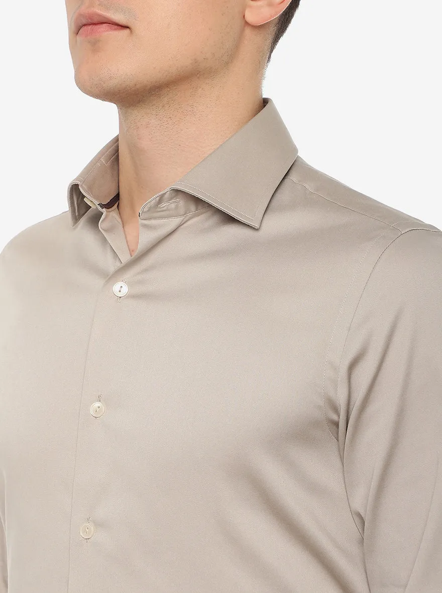 Light Grey Solid Slim Fit Party Wear Shirt | Wyre