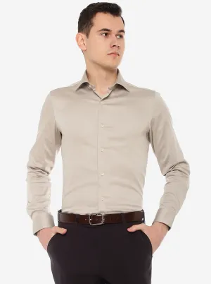 Light Grey Solid Slim Fit Party Wear Shirt | Wyre