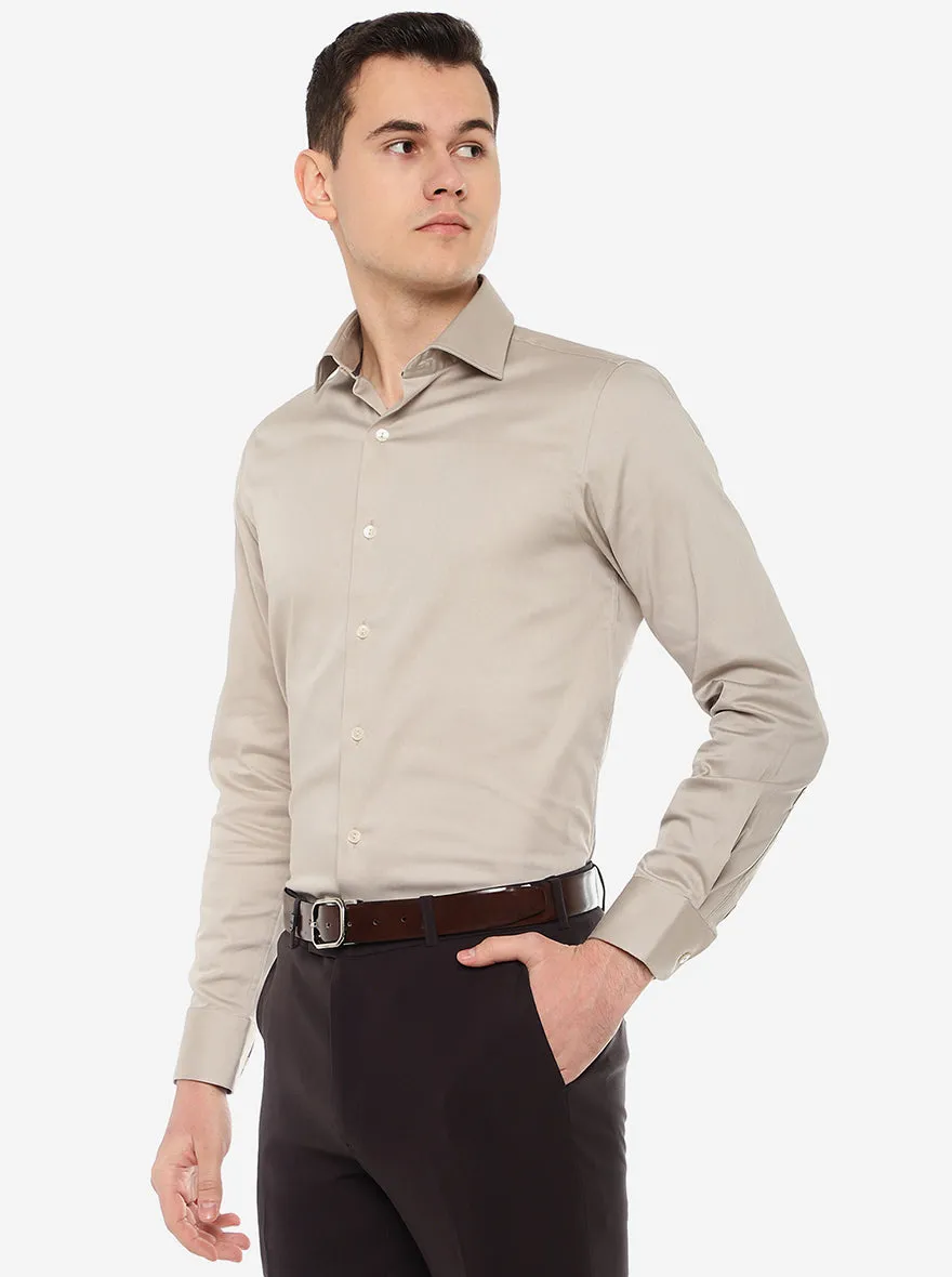 Light Grey Solid Slim Fit Party Wear Shirt | Wyre
