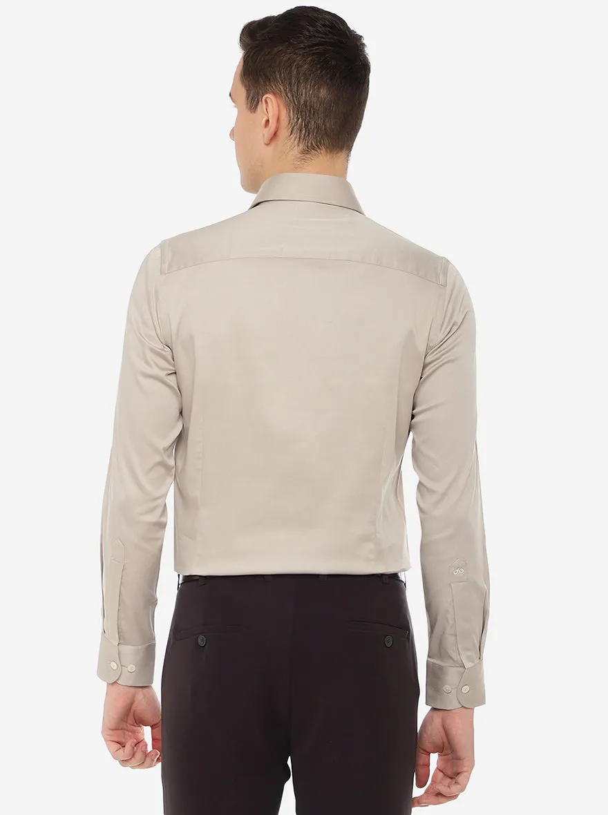 Light Grey Solid Slim Fit Party Wear Shirt | Wyre