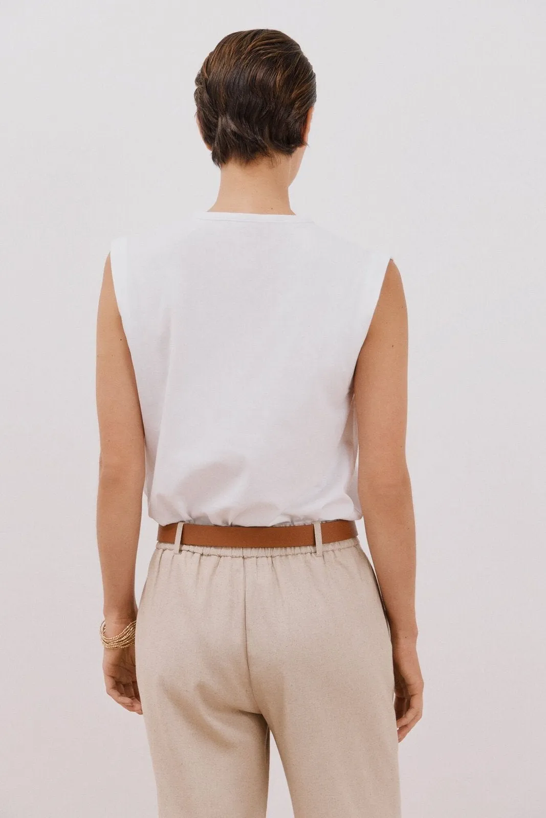 Linen Combination Top - White