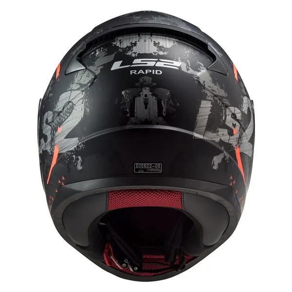 LS2 Rapid Full-Face Motorcycle Helmet - Circle Matte Titanium/Fluo Ora