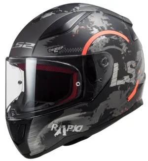 LS2 Rapid Full-Face Motorcycle Helmet - Circle Matte Titanium/Fluo Ora