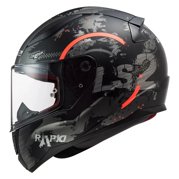 LS2 Rapid Full-Face Motorcycle Helmet - Circle Matte Titanium/Fluo Ora