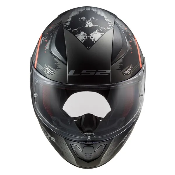 LS2 Rapid Full-Face Motorcycle Helmet - Circle Matte Titanium/Fluo Ora